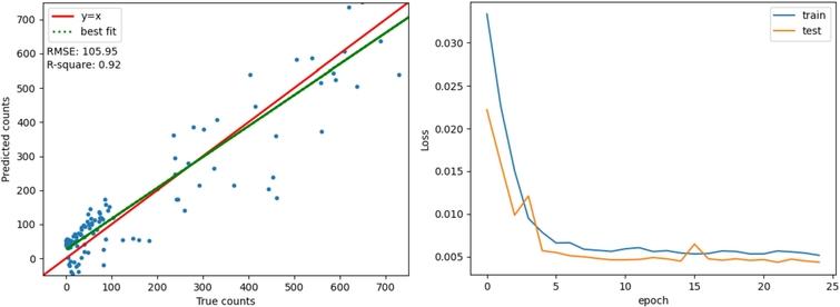 (a) Left: LSTM1 fit-plot. (b) Right: LSTM1 bias-variance plot.