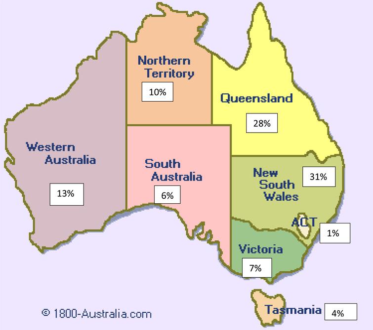 Distribution of Indigenous people in Australia 2011.