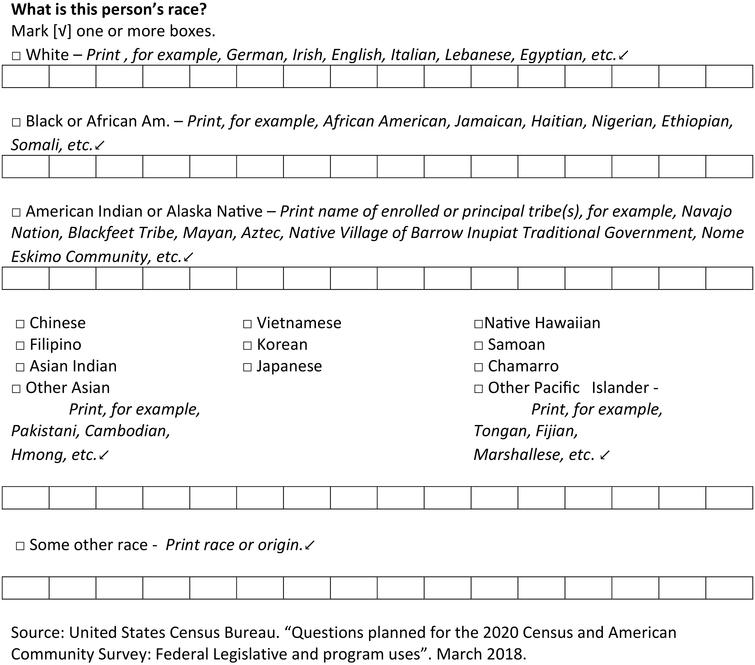 2020 US Census race question.