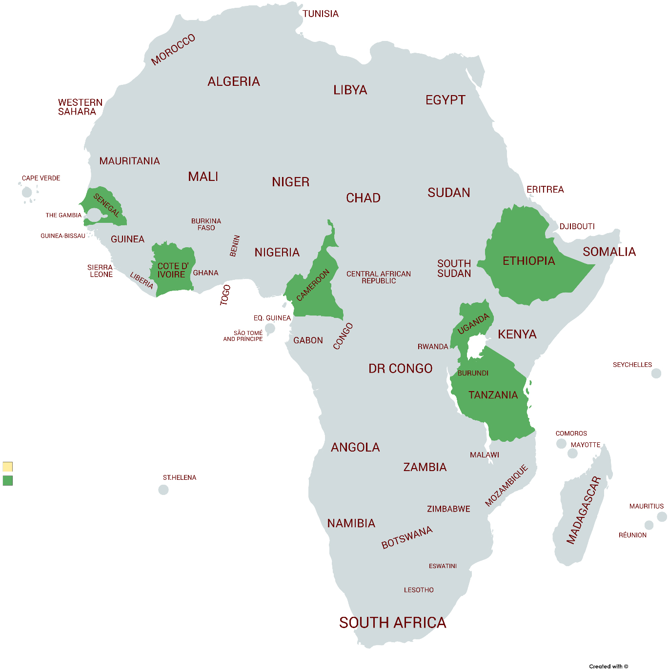African countries hosting regional statistical training centers in the partnership. Source: authors.