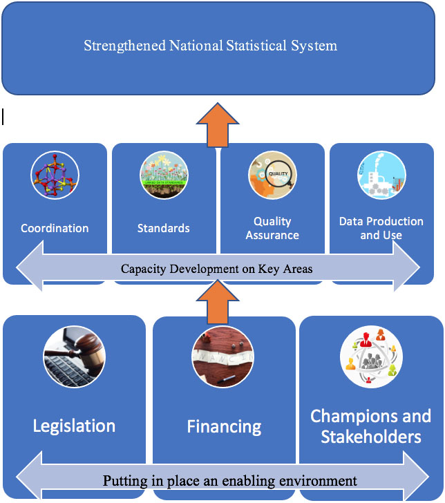 A new strategy to strengthen the national statistical system. Source: CEPA strategy guidance note on Strengthening of national statistical systems.