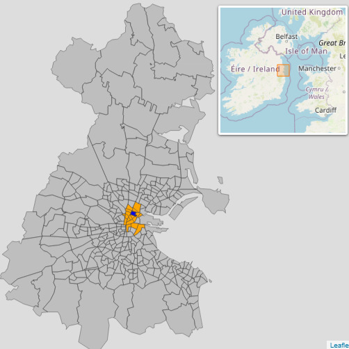 Dublin electoral district map with ‘Croke Park area’ EDs highlighted.