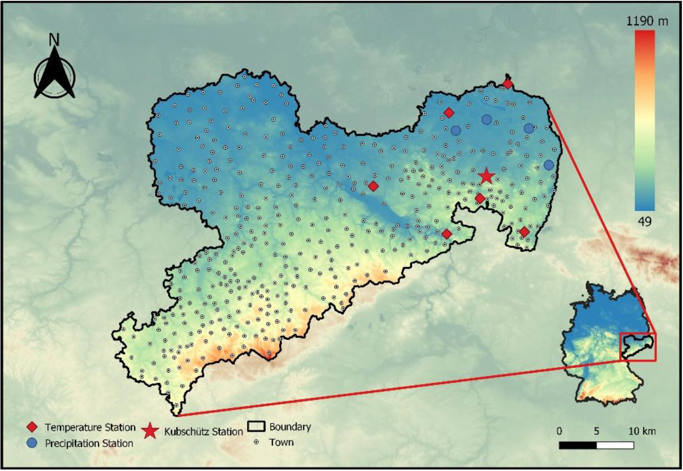 Weather stations used to estimate missing precipitation and temperature data.