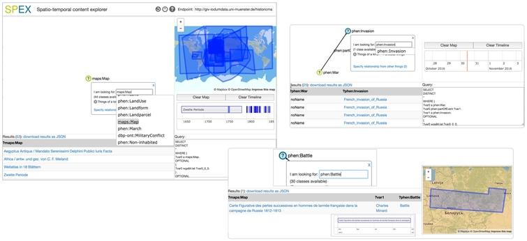 Building queries using the click-and-select UI in SPEX, the visual query editor built to support non-technical end users exploring Linked Data.
