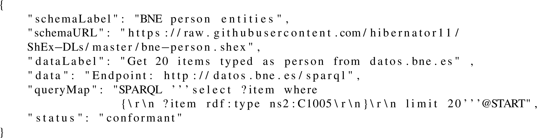 An example of manifest file to test entities typed as person – that corresponds to the class ns2:C10005 – in the LOD repository published by the BNE