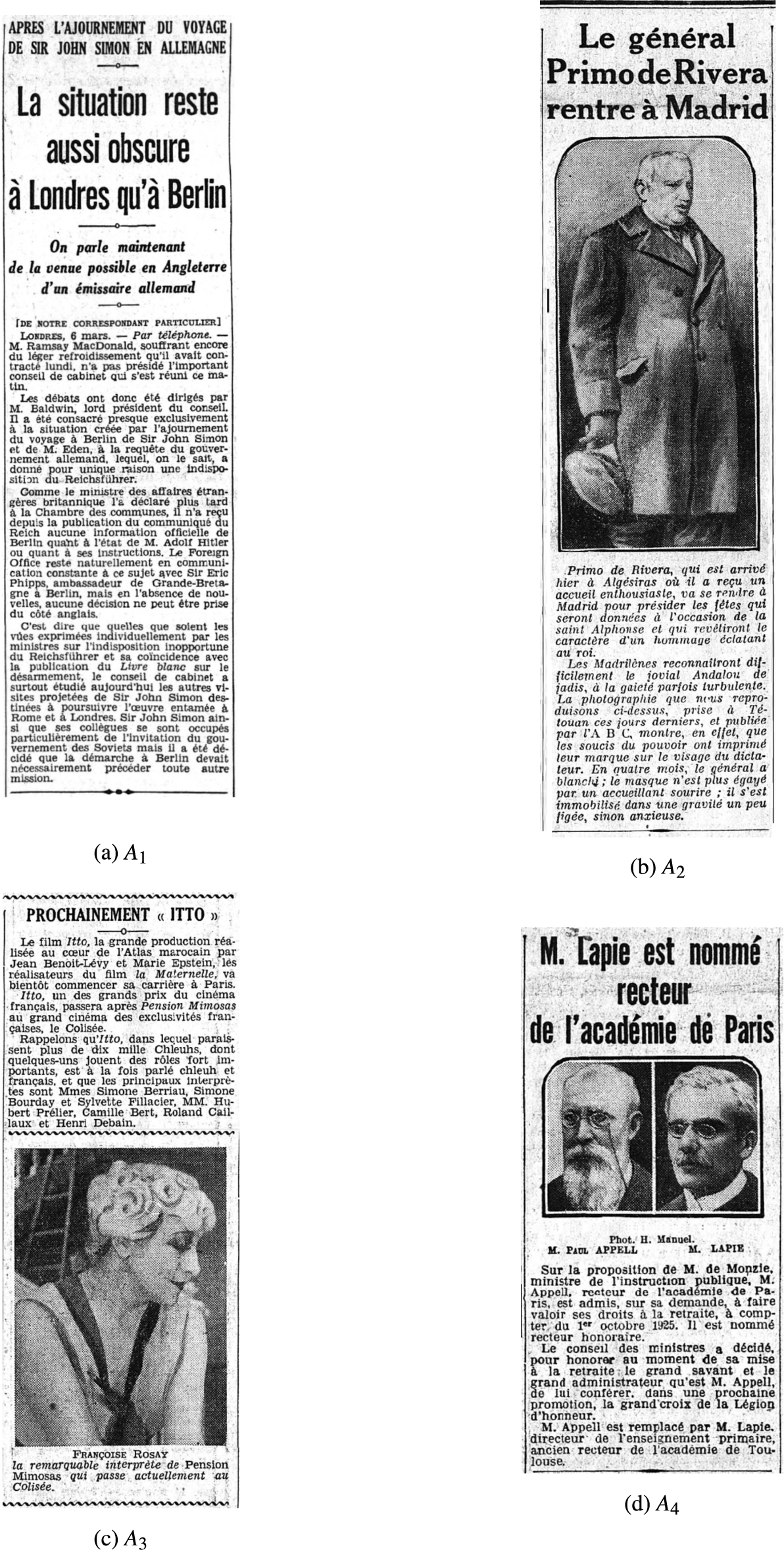 Example of articles from Le Matin.