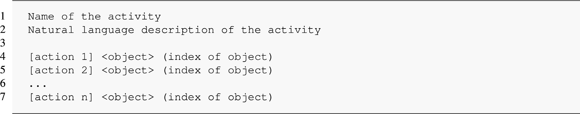 General structure of the Virtual Home dataset