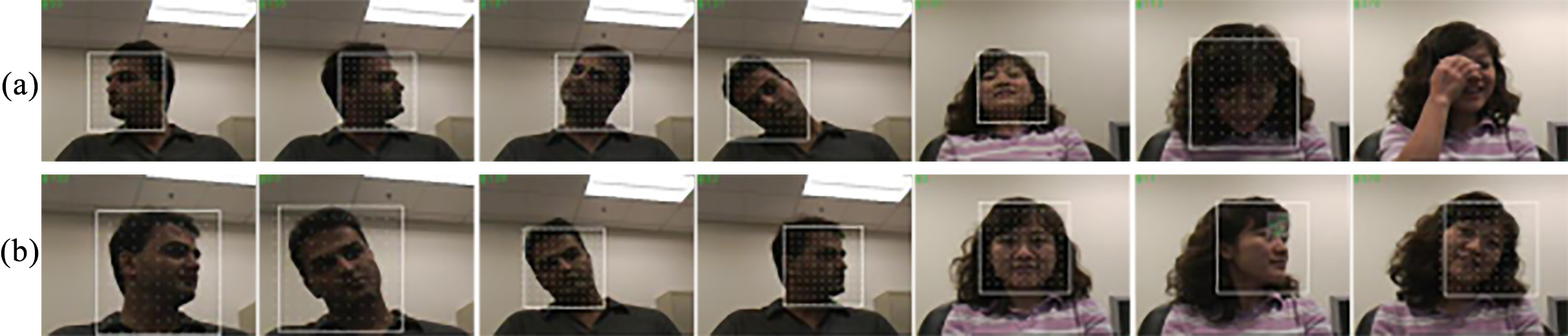 Face detection with V& J + TLD on Honda/UCSD: a. re-test on false negatives; b. re-test on false positives.