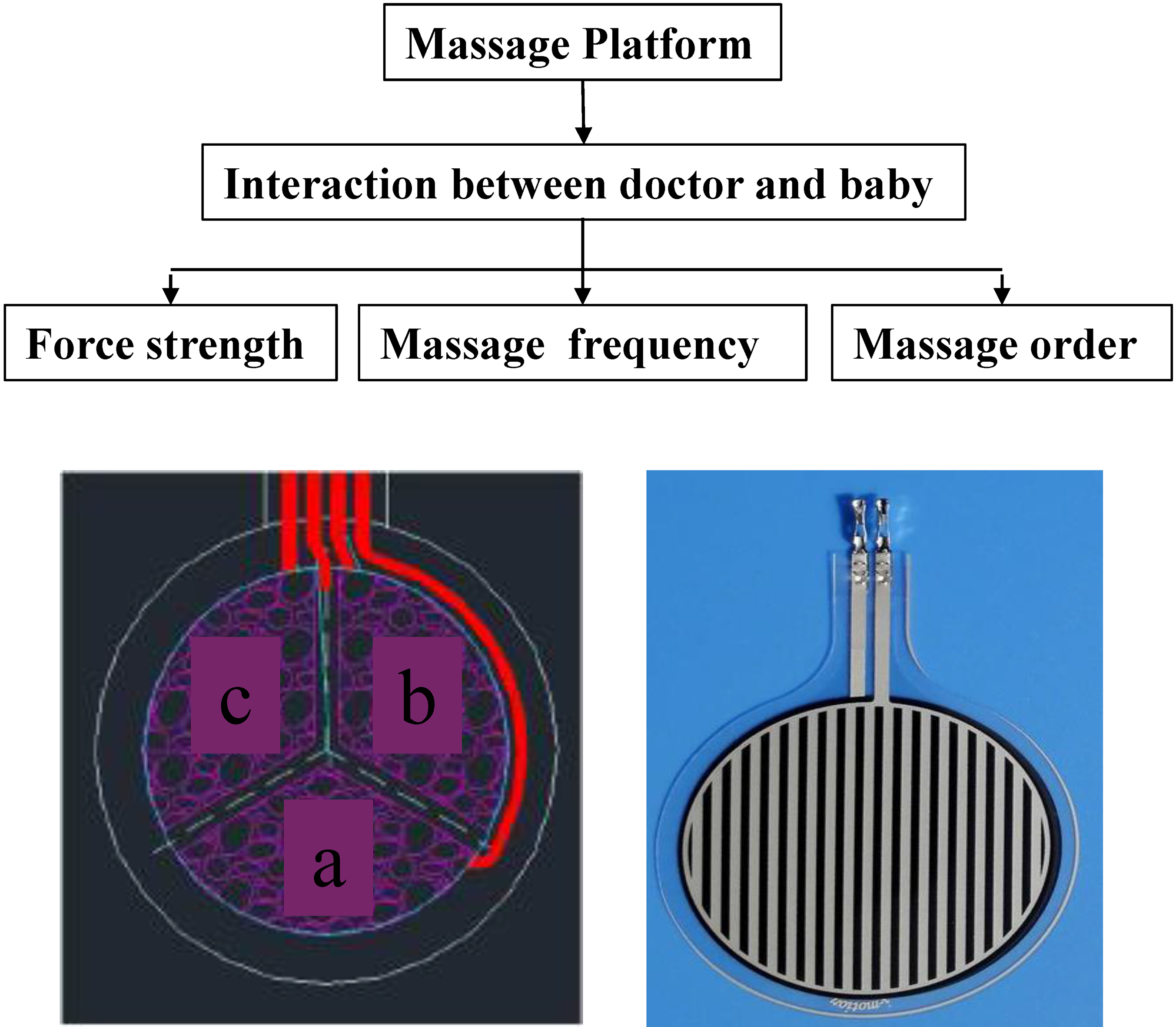 Sensors for the massage platform.