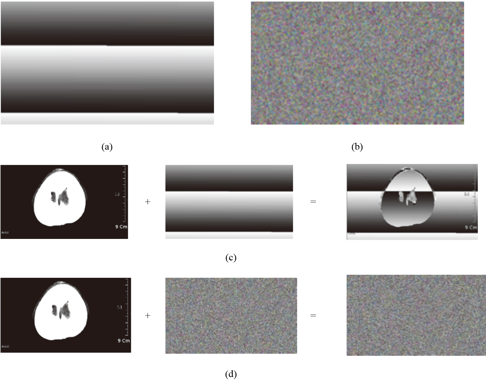 (a) Image of random bit based on time stamp and (b) from proposed algorithms. (c) Randomized image obtained using time stamp noise and (d) proposed algorithm.