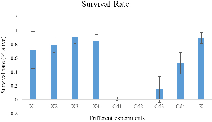 The program automatic counting worm survival rate results under different chemicals with different concentrations.