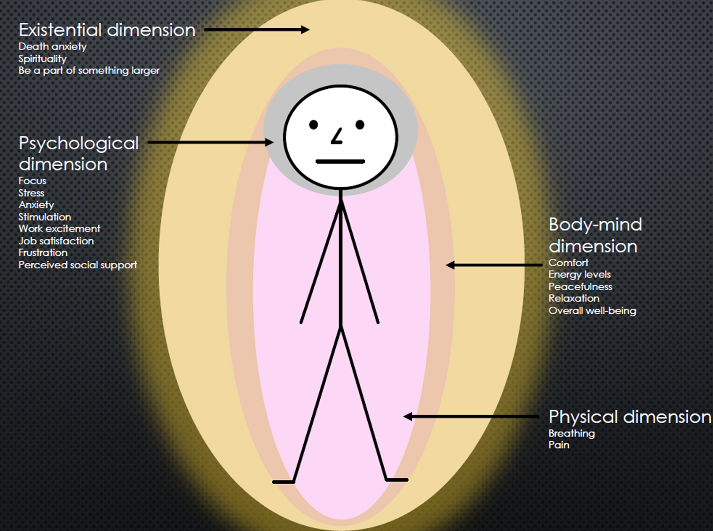 Dimensions of well-being in relation to the worker.